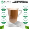 image:imagePARTY BARGAINS 8oz Square Clear Disposable Plastic Coffee Cups with Handles 8 Count Modern Tea amp Hot Beverage Cups for Parties Weddings Catering amp Events