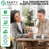 image:imagePARTY BARGAINS 8oz Square White Disposable Plastic Coffee Cups with Handles 32 Count Modern Tea amp Hot Beverage Cups for Parties Weddings Catering amp Events