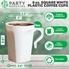 image:imagePARTY BARGAINS 8oz Square White Disposable Plastic Coffee Cups with Handles 32 Count Modern Tea amp Hot Beverage Cups for Parties Weddings Catering amp Events