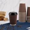 image:imagePARTY BARGAINS Ripple Hot Cups with Lids 12 oz 40 Count Brown Insulated Double Wall Disposable Paper Coffee Cups ToGo Cup Tea Hot Beverages No Sleeve Needed12 Ounce