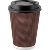 image:imagePARTY BARGAINS Ripple Hot Cups with Lids 12 oz 40 Count Brown Insulated Double Wall Disposable Paper Coffee Cups ToGo Cup Tea Hot Beverages No Sleeve Needed12 Ounce
