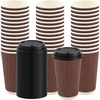 image:imagePARTY BARGAINS Ripple Hot Cups with Lids 12 oz 40 Count Brown Insulated Double Wall Disposable Paper Coffee Cups ToGo Cup Tea Hot Beverages No Sleeve Needed16 Ounce