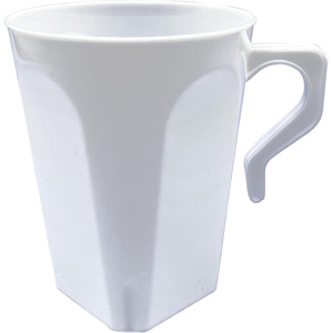 image:imagePARTY BARGAINS 8oz Square White Disposable Plastic Coffee Cups with Handles 32 Count Modern Tea amp Hot Beverage Cups for Parties Weddings Catering amp Events