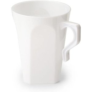 image:imagePARTY BARGAINS 8oz Square White Disposable Plastic Coffee Cups with Handles 8 Count Modern Tea amp Hot Beverage Cups for Parties Weddings Catering amp Events