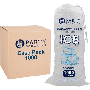 image:imageParty Bargains 5 lb Plastic Drawstring Ice Bags 1000 Count 17 x 9 Durable Heavy Duty Ice Storage Bags for Parties Catering Coolers Outdoor Events1000