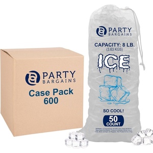 image:imageParty Bargains 8 lb Plastic Drawstring Ice Bags 19x11 600 Count
