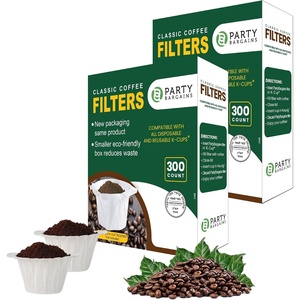 image:imagePARTY BARGAINS 300 Compact Disposable Coffee Filter Liners  Compatible with Keurig Brewers amp KCup Reusable Pods SingleServe Paper FiltersWhite Classic