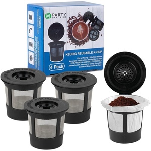 image:imageParty Bargains 4 Reusable for KCups Filter  for Keurig 10 Brewers EcoFriendly Universal Fit Refillable Single Cup Coffee Filters Stainless steel Mesh Filter Black