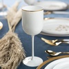 image:imagePARTY BARGAINS 5 Wine Goblets  White Gld Rim 12oz  Disposable Shatterproof Elegant Design Plastic Wine Glasses with Stem  For Pool Parties Outdoors Receptions Weddings