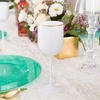image:imagePARTY BARGAINS 5 Wine Goblets  White Gld Rim 12oz  Disposable Shatterproof Elegant Design Plastic Wine Glasses with Stem  For Pool Parties Outdoors Receptions Weddings