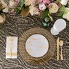 image:imagePARTY BARGAINS 5 Wine Goblets  White Gld Rim 12oz  Disposable Shatterproof Elegant Design Plastic Wine Glasses with Stem  For Pool Parties Outdoors Receptions Weddings