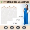 image:imagePARTY BARGAINS 60 x 20 Inch Disposable Clear Garment Bags 100 Pack  HeavyDuty Plastic Clothes Covers for Suits Dresses Coats Closet amp Travel