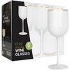 image:imagePARTY BARGAINS 5 Wine Goblets  White Gld Rim 12oz  Disposable Shatterproof Elegant Design Plastic Wine Glasses with Stem  For Pool Parties Outdoors Receptions Weddings