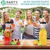 image:imagePARTY BARGAINS 34 oz Square Plastic Carafe with Black FlipTab Lid Clear  2 Pack HeavyDuty SpillResistant Pitchers for Iced Tea Juice Cold Beverages Powdered Drinks Mimosa Bar