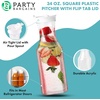 image:imagePARTY BARGAINS 34 oz Square Plastic Carafe with White FlipTab Lid Clear  1 Pack HeavyDuty SpillResistant Pitchers for Iced Tea Juice Cold Beverages Powdered Drinks Mimosa Bar