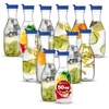 image:imagePARTY BARGAINS 50 oz Plastic Carafe with White FlipTab Lid Clear  1 Pack HeavyDuty SpillResistant Pitchers for Iced Tea Juice Cold Beverages Powdered Drinks Mimosa BarBlue Cap