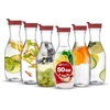 image:imagePARTY BARGAINS 50 oz Plastic Carafe with White FlipTab Lid Clear  1 Pack HeavyDuty SpillResistant Pitchers for Iced Tea Juice Cold Beverages Powdered Drinks Mimosa BarRed Cap