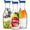 image:imagePARTY BARGAINS 50 oz Plastic Carafe with White FlipTab Lid Clear  1 Pack HeavyDuty SpillResistant Pitchers for Iced Tea Juice Cold Beverages Powdered Drinks Mimosa BarBlue Cap