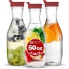 image:imagePARTY BARGAINS 50 oz Plastic Carafe with White FlipTab Lid Clear  1 Pack HeavyDuty SpillResistant Pitchers for Iced Tea Juice Cold Beverages Powdered Drinks Mimosa BarRed Cap