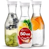 image:imagePARTY BARGAINS 50 oz Plastic Carafe with White FlipTab Lid Clear  1 Pack HeavyDuty SpillResistant Pitchers for Iced Tea Juice Cold Beverages Powdered Drinks Mimosa BarWhite Cap