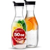 image:imagePARTY BARGAINS 50 oz Plastic Carafe with White FlipTab Lid Clear  1 Pack HeavyDuty SpillResistant Pitchers for Iced Tea Juice Cold Beverages Powdered Drinks Mimosa BarBlack Cap