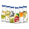 image:imagePARTY BARGAINS 50 oz Plastic Carafe with White FlipTab Lid Clear  1 Pack HeavyDuty SpillResistant Pitchers for Iced Tea Juice Cold Beverages Powdered Drinks Mimosa BarBlue Cap