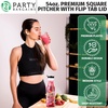 image:imagePARTY BARGAINS 54 oz Square Plastic Carafe with Black FlipTab Lid Clear  12 Pack HeavyDuty SpillResistant Pitchers for Iced Tea Juice Cold Beverages Powdered Drinks Mimosa Bar