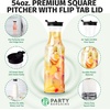 image:imagePARTY BARGAINS 54 oz Square Plastic Carafe with Black FlipTab Lid Clear  2 Pack HeavyDuty SpillResistant Pitchers for Iced Tea Juice Cold Beverages Powdered Drinks Mimosa Bar