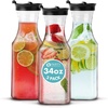 image:imagePARTY BARGAINS 34 oz Square Plastic Carafe with Black FlipTab Lid Clear  3 Pack HeavyDuty SpillResistant Pitchers for Iced Tea Juice Cold Beverages Powdered Drinks Mimosa Bar