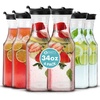 image:imagePARTY BARGAINS 34 oz Square Plastic Carafe with Black FlipTab Lid Clear  6 Pack HeavyDuty SpillResistant Pitchers for Iced Tea Juice Cold Beverages Powdered Drinks Mimosa Bar