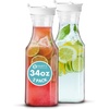 image:imagePARTY BARGAINS 34 oz Square Plastic Carafe with White FlipTab Lid Clear  2 Pack HeavyDuty SpillResistant Pitchers for Iced Tea Juice Cold Beverages Powdered Drinks Mimosa Bar