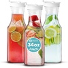 image:imagePARTY BARGAINS 34 oz Square Plastic Carafe with White FlipTab Lid Clear  3 Pack HeavyDuty SpillResistant Pitchers for Iced Tea Juice Cold Beverages Powdered Drinks Mimosa Bar