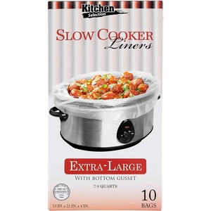 image:imagePARTY BARGAINS Slow Cooker Liners Extra Large 10 Pack Fits 78 Quart CrockPots 21 x 4 x 13 Inches 4 Wide Gusset HeavyDuty MultiUse Cooking Bags Oven amp Sous Vide Safe