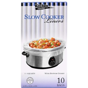image:imagePARTY BARGAINS Slow Cooker Liners Large 10 Pack Fits 56 Quart CrockPots 18 x 4 x 14 Inches 4 Wide Gusset HeavyDuty MultiUse Cooking Bags Oven amp Sous Vide Safe