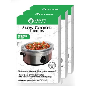 image:imagePARTY BARGAINS Slow Cooker Liners Large 30 Pack Fits 56 Quart CrockPots 18 x 4 x 14 Inches 4 Wide Gusset HeavyDuty MultiUse Cooking Bags Oven amp Sous Vide Safe
