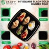 image:imageParty Bargains Plastic Serving Tray  4 Pack 8 x 11 Rectangular Organic Collection White Serving Platter with Gold Rim Disposable Food Tray for Snacks Appetizers Charcuterie BirthdayBlack Gold Rim