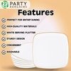image:imageParty Bargains Plastic Serving Tray  4 Pack 8 x 11 Rectangular Organic Collection White Serving Platter with Gold Rim Disposable Food Tray for Snacks Appetizers Charcuterie BirthdayWhite Gold Rim