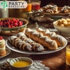 image:imageParty Bargains Plastic Serving Tray  4 Pack 8 x 11 Rectangular Organic Collection White Serving Platter with Gold Rim Disposable Food Tray for Snacks Appetizers Charcuterie BirthdayWhite Gold Rim