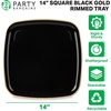 image:imageParty Bargains Plastic Serving Tray  4 Pack 8 x 11 Rectangular Organic Collection White Serving Platter with Gold Rim Disposable Food Tray for Snacks Appetizers Charcuterie BirthdayBlack Gold Rim