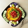 image:imageParty Bargains Plastic Serving Tray  4 Pack 8 x 11 Rectangular Organic Collection White Serving Platter with Gold Rim Disposable Food Tray for Snacks Appetizers Charcuterie BirthdayBlack