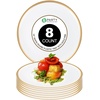 image:imageParty Bargains Plastic Serving Tray  4 Pack 8 x 11 Rectangular Organic Collection White Serving Platter with Gold Rim Disposable Food Tray for Snacks Appetizers Charcuterie BirthdayWhite Gold Rim