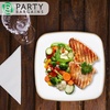 image:imagePARTY BARGAINS Plastic Serving Tray 8 Pack 14 Round White Gold Rim Serving Platter Disposable Food Tray for Snacks Appetizers Charcuterie Weddings BuffetsWhite Gold Rim