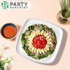 image:imagePARTY BARGAINS Plastic Serving Tray 8 Pack 14 Round White Gold Rim Serving Platter Disposable Food Tray for Snacks Appetizers Charcuterie Weddings BuffetsWhite