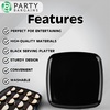 image:imagePARTY BARGAINS Plastic Serving Tray 8 Pack 14 Round White Gold Rim Serving Platter Disposable Food Tray for Snacks Appetizers Charcuterie Weddings BuffetsBlack