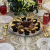 image:imagePARTY BARGAINS Plastic Serving Tray 8 Pack 14 Round White Gold Rim Serving Platter Disposable Food Tray for Snacks Appetizers Charcuterie Weddings BuffetsWhite Gold Rim