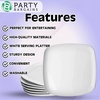 image:imagePARTY BARGAINS Plastic Serving Tray 8 Pack 14 Round White Gold Rim Serving Platter Disposable Food Tray for Snacks Appetizers Charcuterie Weddings BuffetsWhite