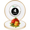 image:imagePARTY BARGAINS Plastic Serving Tray 8 Pack 14 Round White Gold Rim Serving Platter Disposable Food Tray for Snacks Appetizers Charcuterie Weddings BuffetsWhite Gold Rim