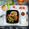 image:imagePARTY BARGAINS Plastic Serving Tray 8 Pack 14 Round White Gold Rim Serving Platter Disposable Food Tray for Snacks Appetizers Charcuterie Weddings BuffetsBlack