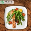 image:imagePARTY BARGAINS Plastic Serving Tray 8 Pack 14 Round White Gold Rim Serving Platter Disposable Food Tray for Snacks Appetizers Charcuterie Weddings BuffetsWhite
