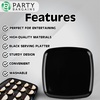 image:imagePARTY BARGAINS Plastic Serving Tray 8 Pack 14 Round White Gold Rim Serving Platter Disposable Food Tray for Snacks Appetizers Charcuterie Weddings BuffetsBlack